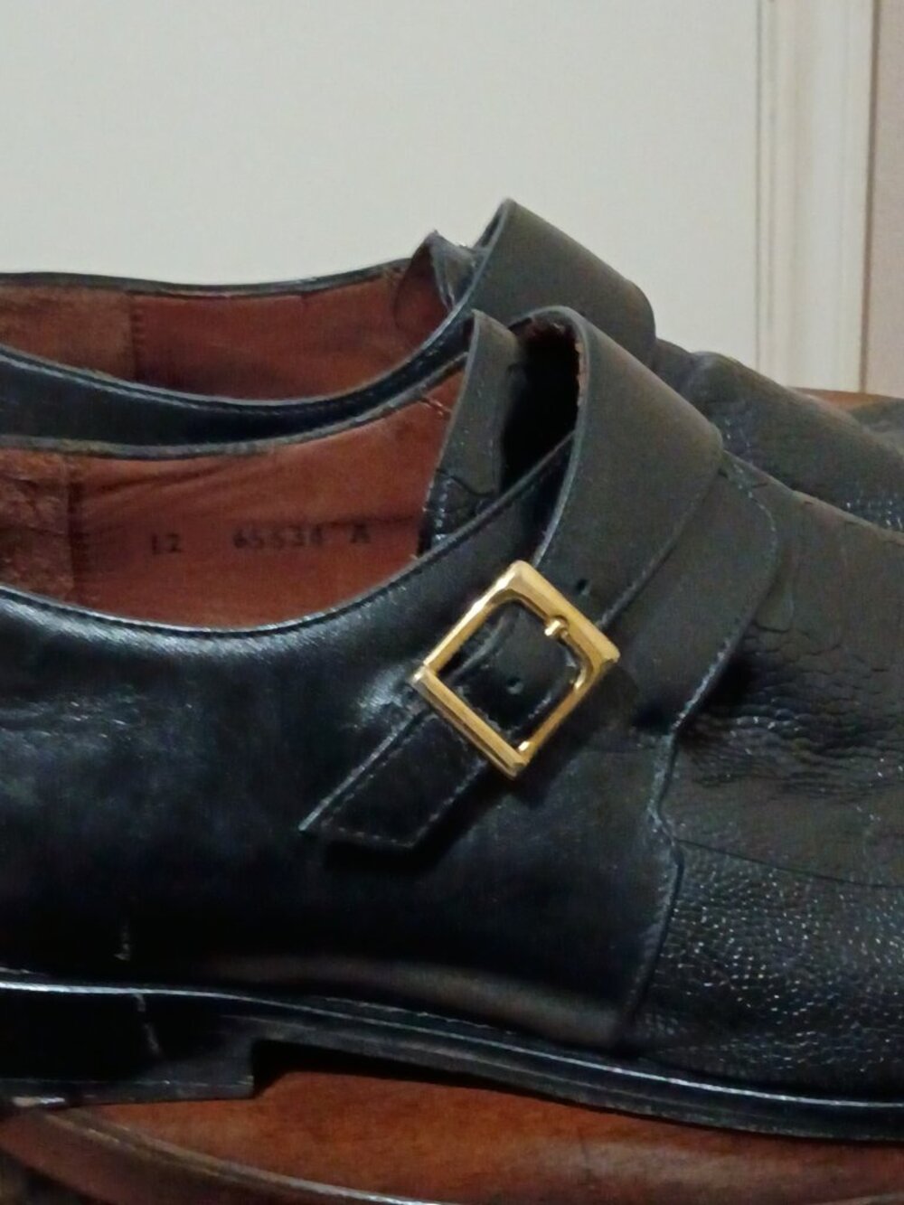 Belvedere Black Genuine Ostrich Leg Monk Strap Dress Shoes Size 12 - Picture 6 of 14